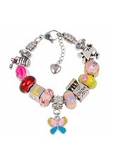 lovely snake chain pink glass charm bracelets for babies 